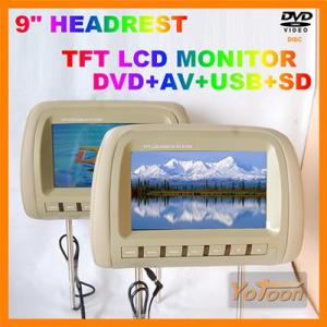 9寸高清数字屏头枕DVD液晶显示器